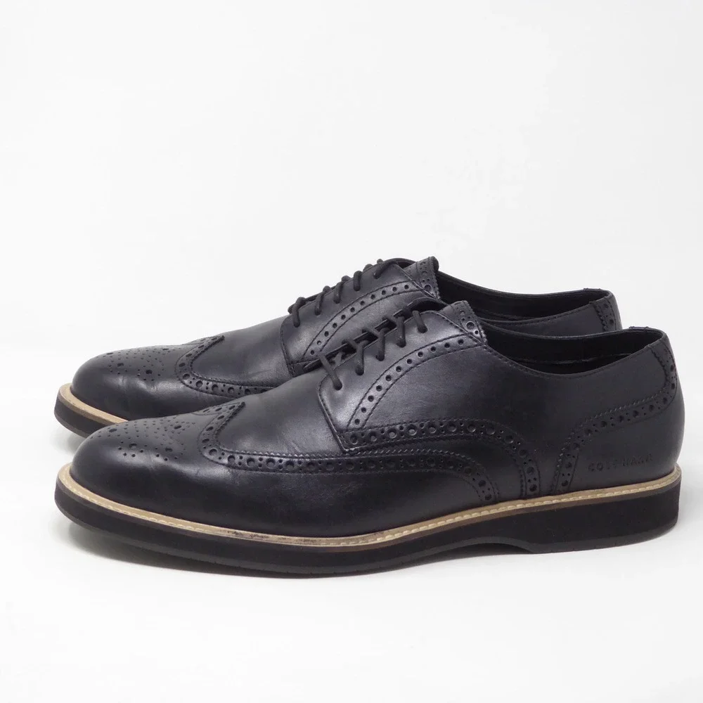 Cole Haan Mens Morse Grand Wingtip Oxfords Shoes Black Leather C41604 13 M